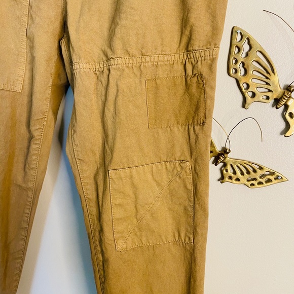 Zara Khaki High Waisted Patchwork Khaki Pants - Picture 3 of 9